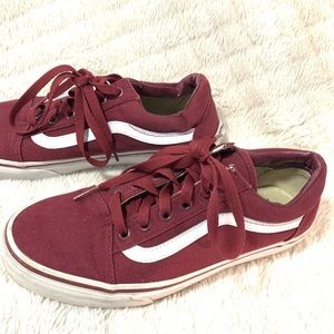 Women’s or Men’s Burgundy Vans Off the Wall Sneakers Shoes